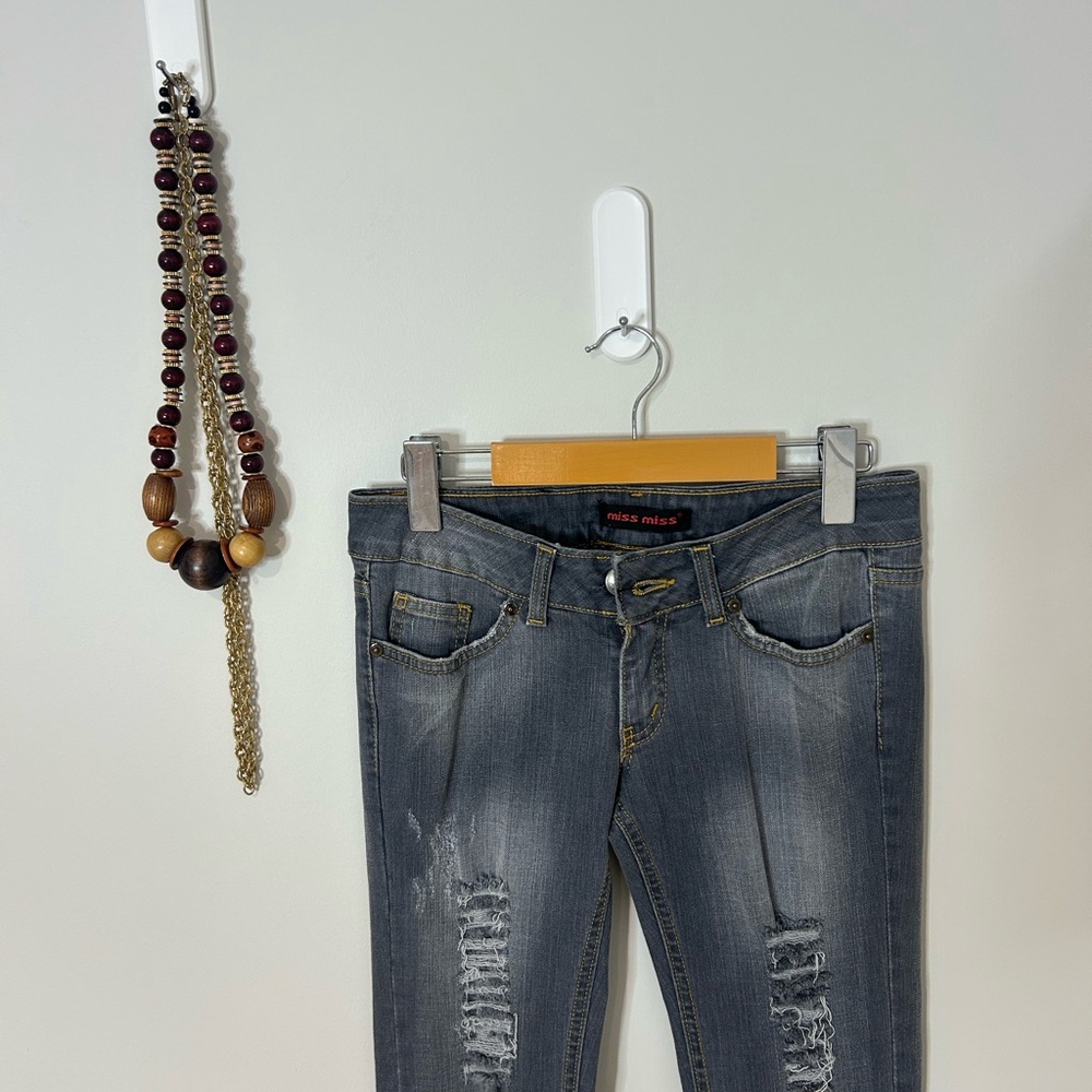 Beautiful Classic Gray distressed Jeans by Miss Miss❤️40/8 - Picture 2 of 14